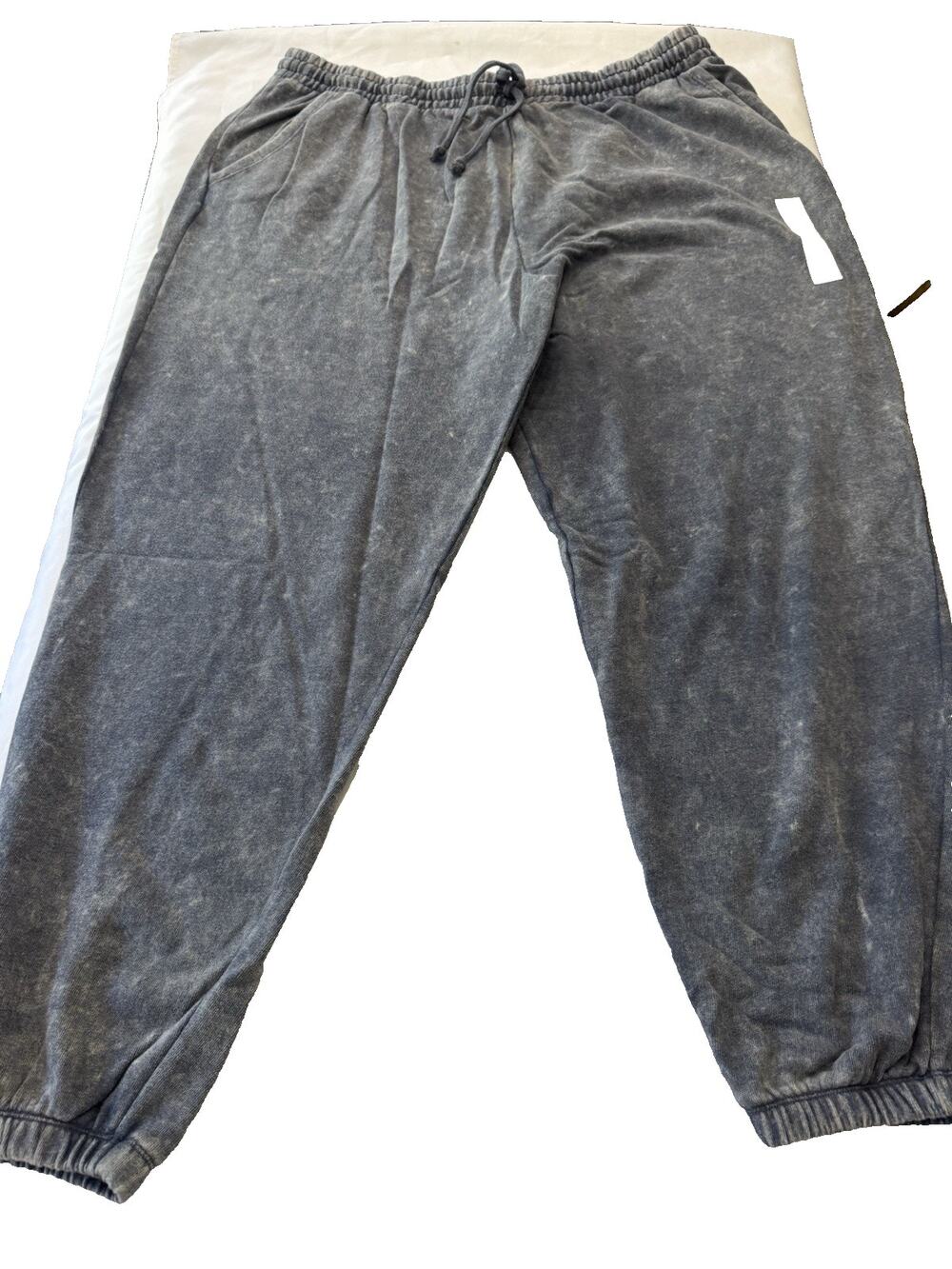 SO Jogger Sweatpants Womens Plus Size 2X Blue Tan Wash Drawstring Pockets NWT